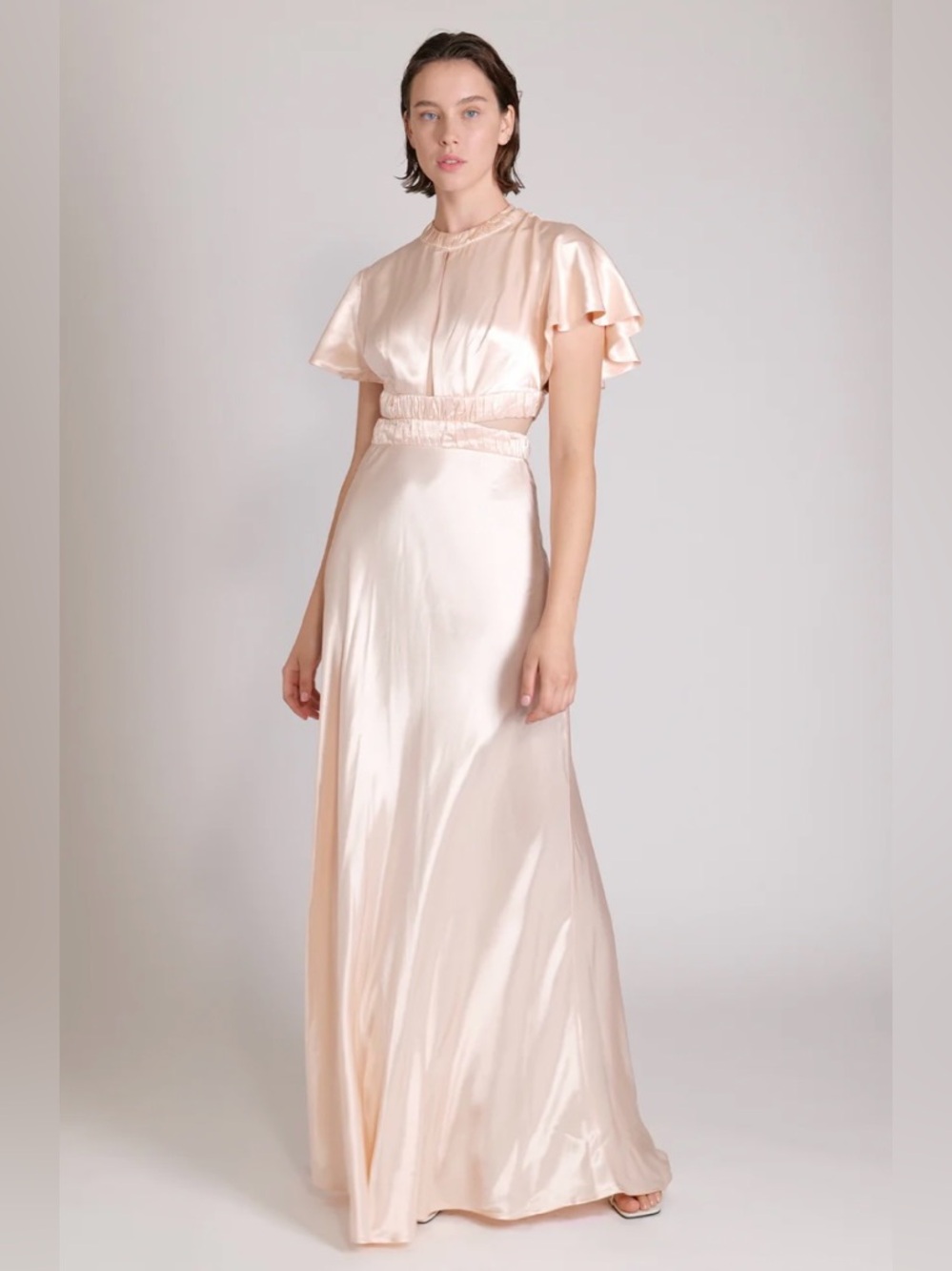 NWT Sabina Musayev Size Small Nude Pink Color Jordi Maxi Dress